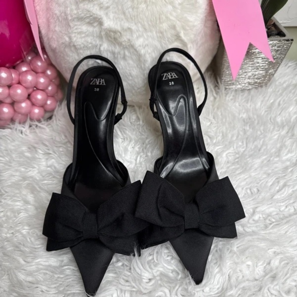 Zara Black Heels with Elegant Bow